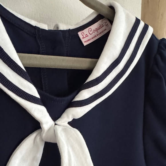La Coqueta Navy Crisanta Girl Nautical Drop Waist Dress - Picture 6 of 10